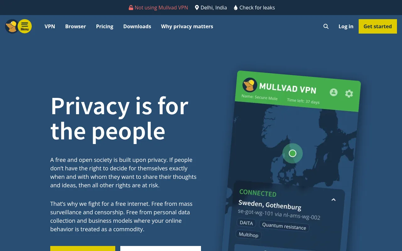 Mullvad VPN official homepage