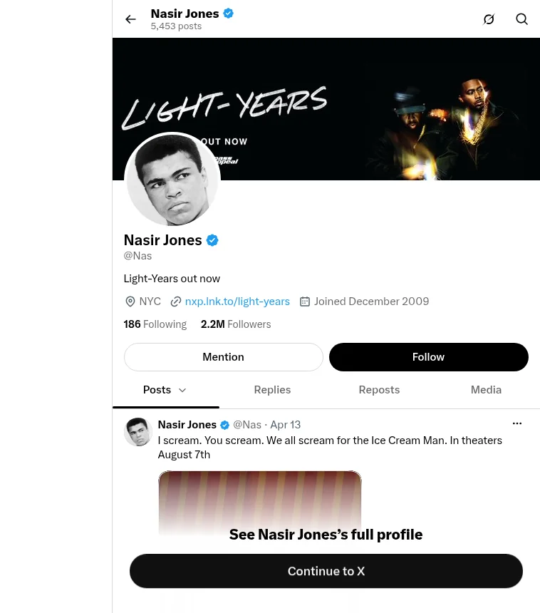 Nas Net Worth - official X profile