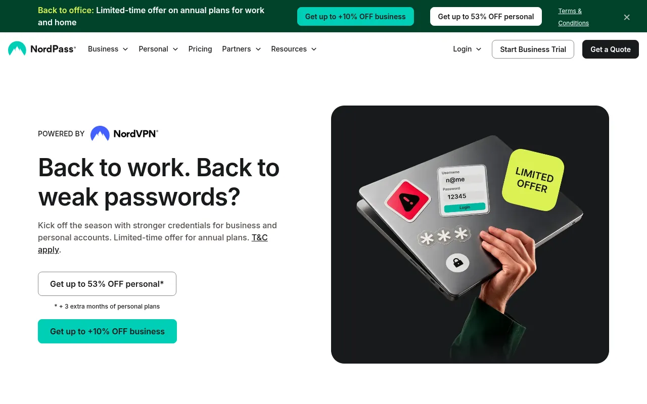 NordPass password manager official homepage