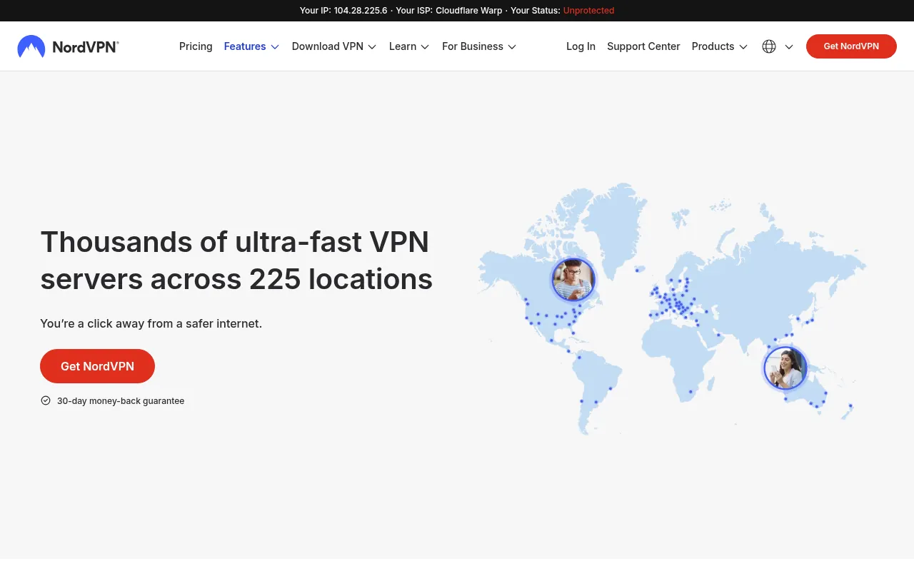 NordVPN servers page showing server locations, including the virtual India location