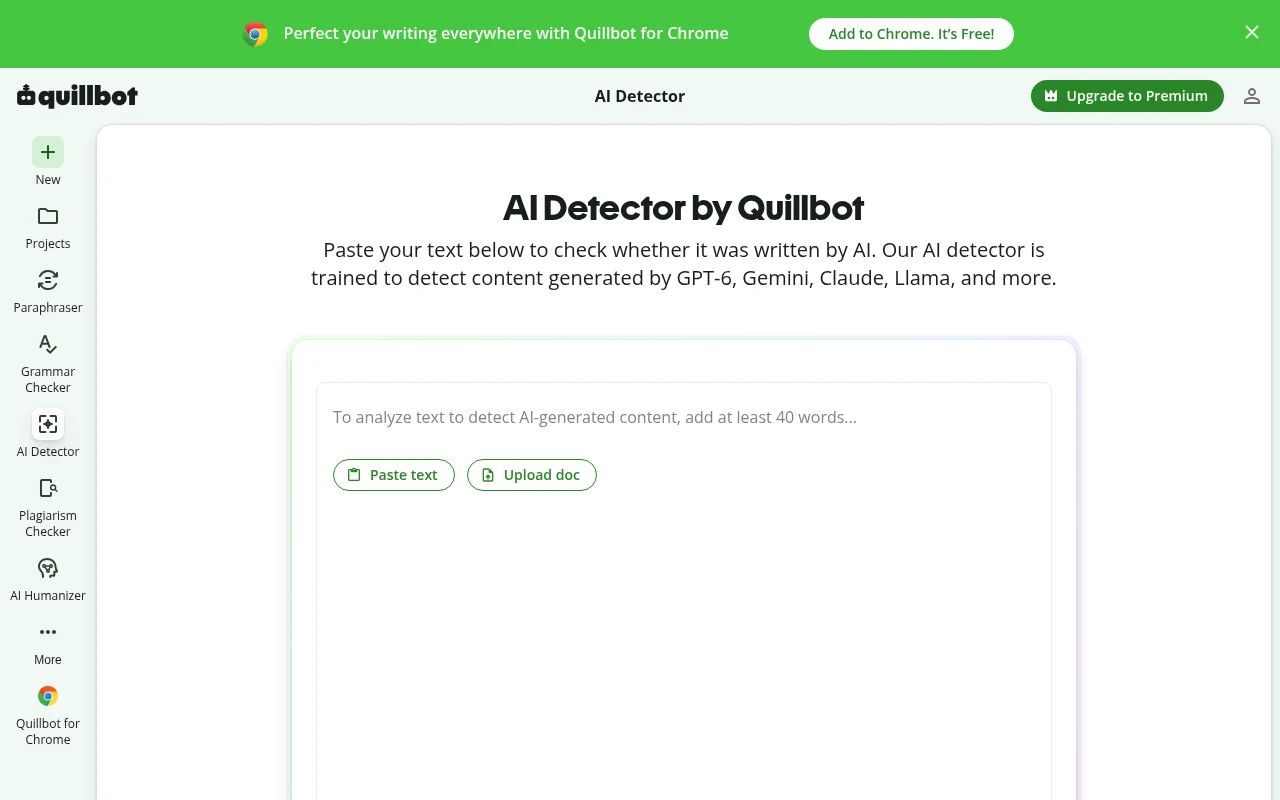 QuillBot AI detector official page