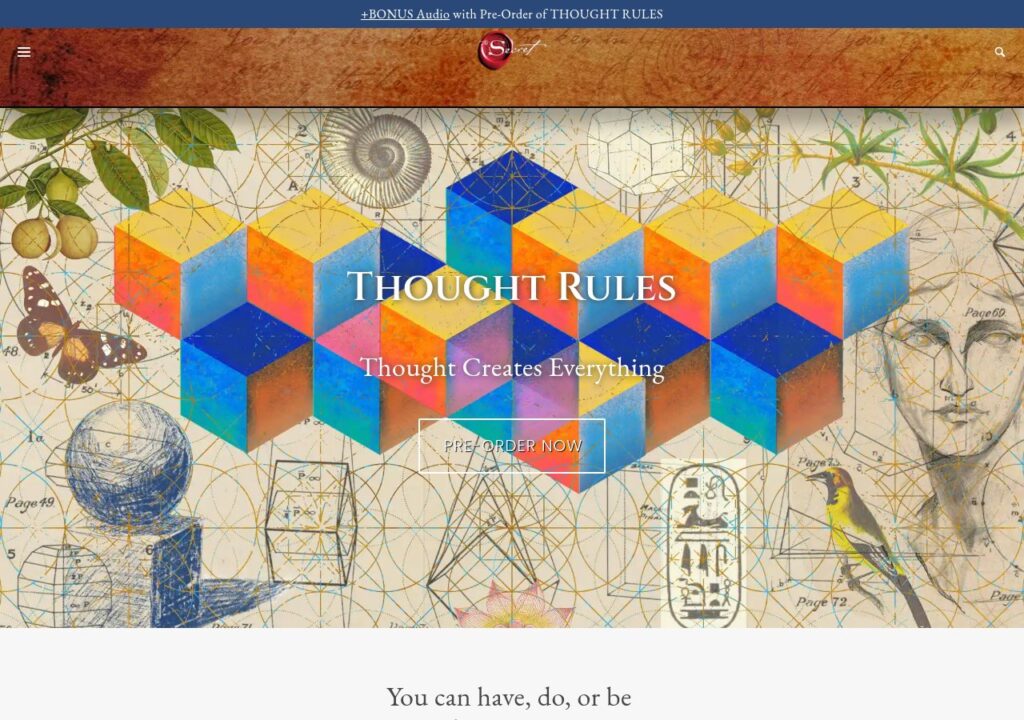 The Secret official website promoting the Thought Rules pre-order, the next release in Rhonda Byrne net worth