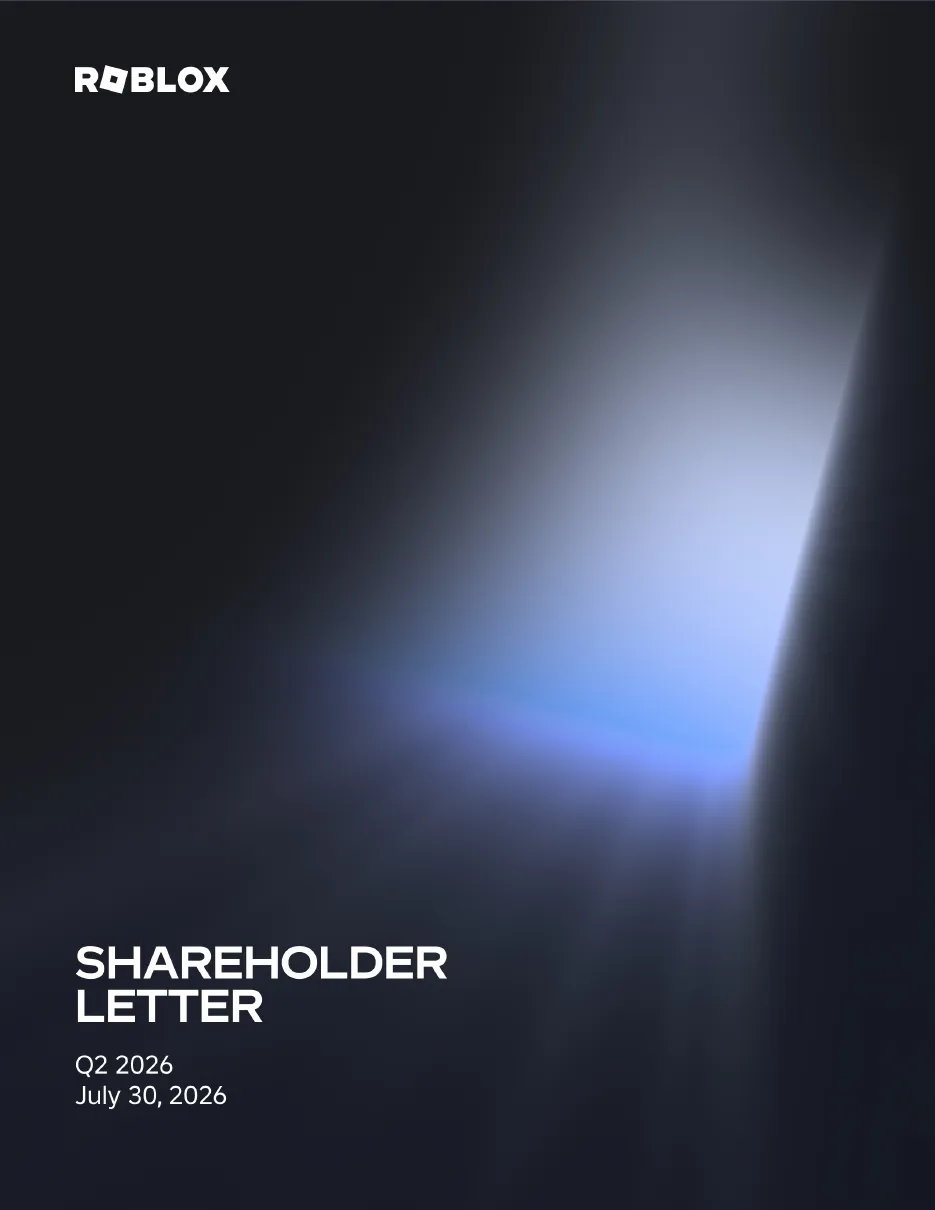Roblox Q2 shareholder letter cover