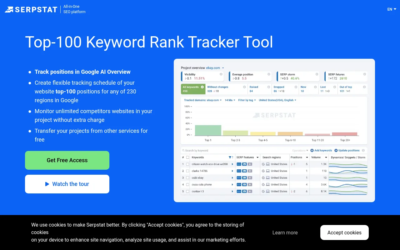 Serpstat rank tracker official page