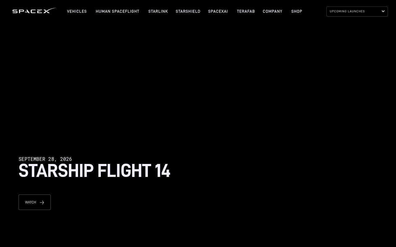 SpaceX official website, the parent company of X since 2026