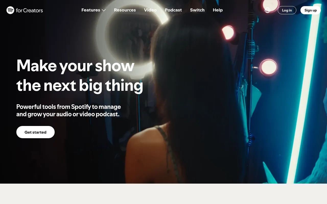 Spotify for Creators website for podcasters