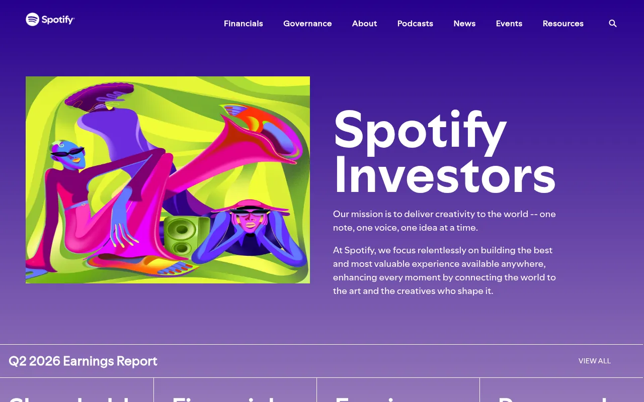 Spotify investor relations website, source of the quarterly user numbers
