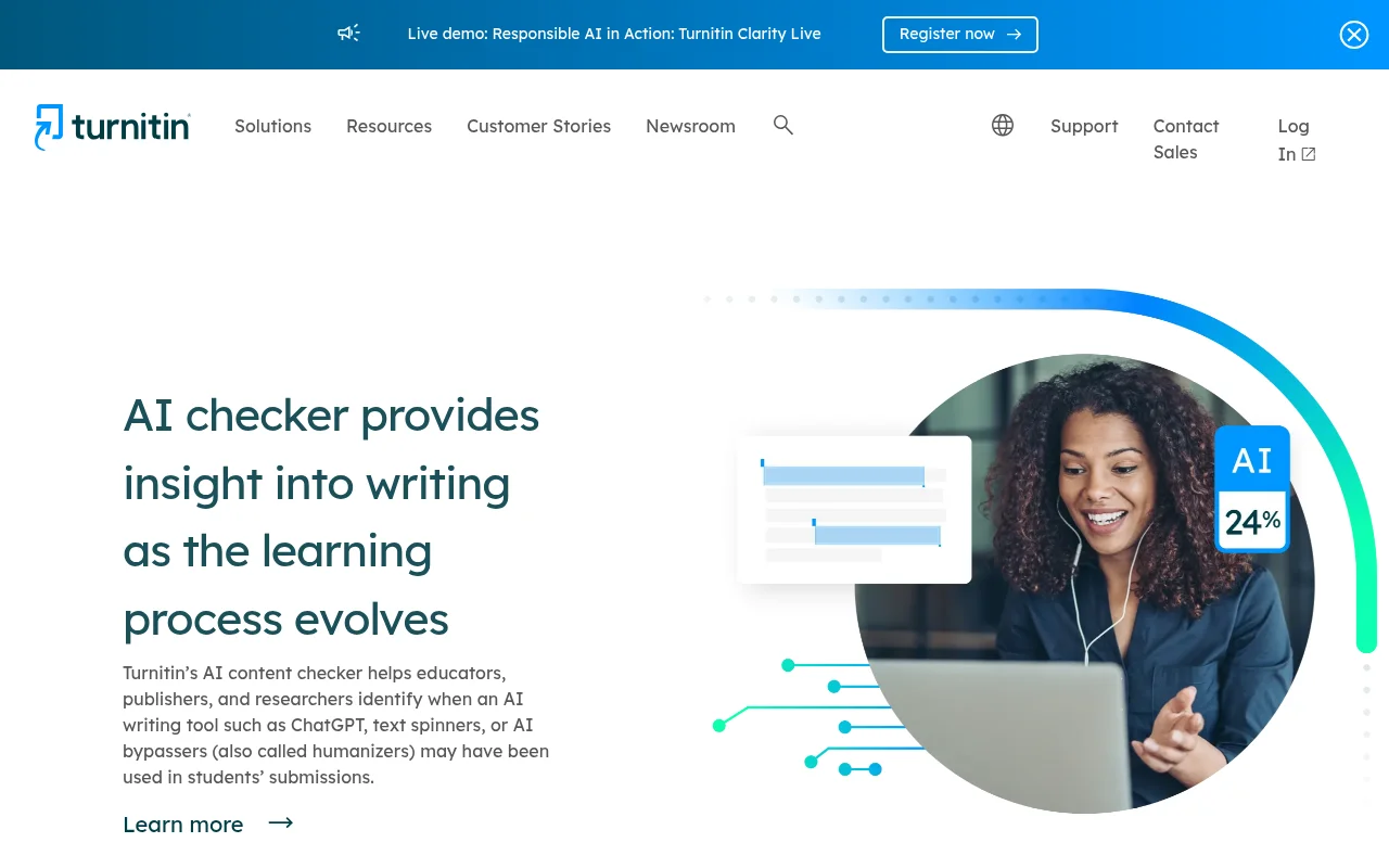 Turnitin official AI writing solutions page
